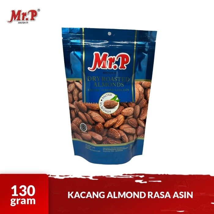 

Mr.P - Kacang Almond Panggang Rasa Asin 130gr - Dry Roasted Almond - Salted