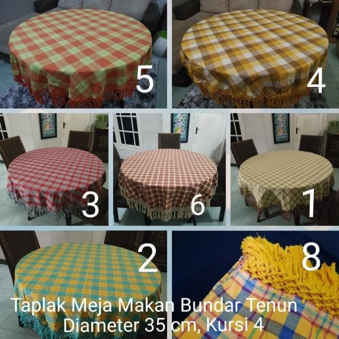 Taplak Meja Makan Bulat Tenun Kursi 4