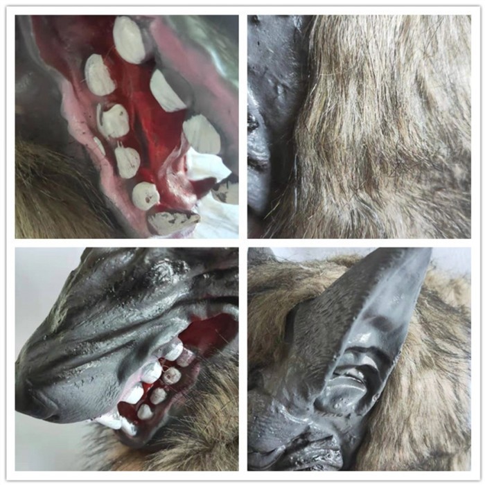 :>:>:>:>] Topeng Serigala Berbulu Topeng Latex Karet Halloween Setan Hantu