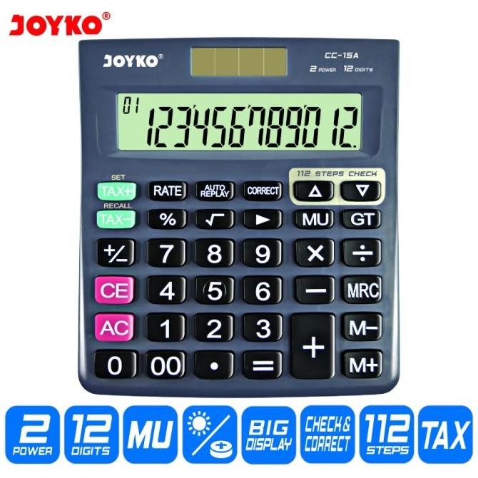 

Terbaru Kalkulator Joyko CC-15 A 12 digits Dual Power Check Correct Function Viral