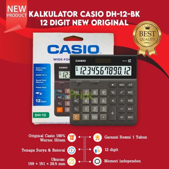 

dg-4 Calculator Casio DH-12 BK White 12 Digits Kalkulator Dekstop Original Hemat