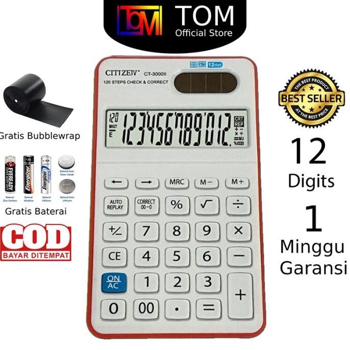

dfg-88 Kalkulator Citizen CT 3000 ii 12 Digit - Calculator Check Dual Two 2 P Sale