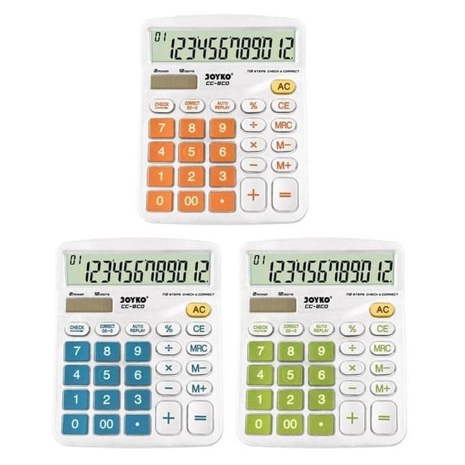 

Big Sale!!! Kalkulator/Calculator Joyko CC-8CO 12 Digits Check Correct Terlaris