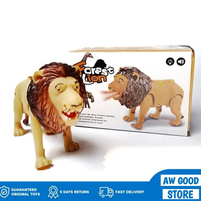 Mainan Singa Bisa Berjalan & Suara - Hewan Lion Baterai Edukatif
