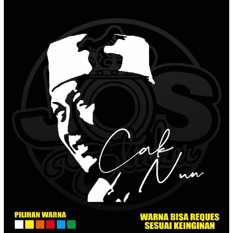 Trending Cutting Sticker Siluet Wajah Cak Nun/Mbah Nun, Sticker Ulama.