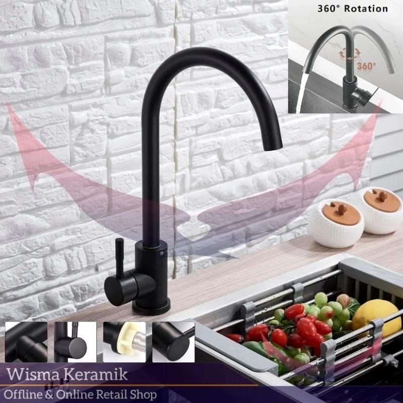 keran angsa, Keran tanam stainless sink keran cuci piring hitam