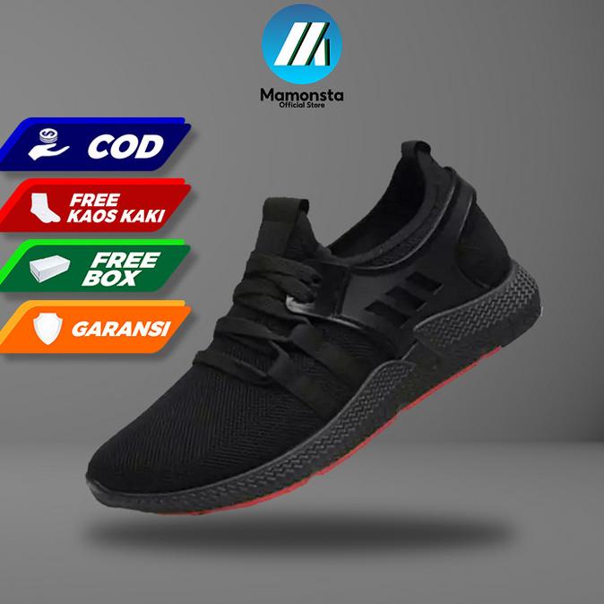 SEPATU SNEAKERS KETS FULL BLACK HITAM POLOS SEKOLAH OLAHRAGA COWO PRIA