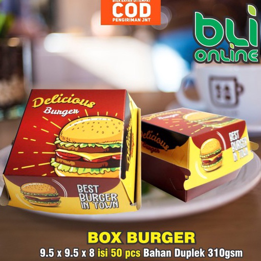 

Langsung Beli Gan Kotak Burger 9.5x9.5x8 isi 50 pcs / Dus Burger / Box Burger / Kemasan Burger /Packaging Burger R0Z