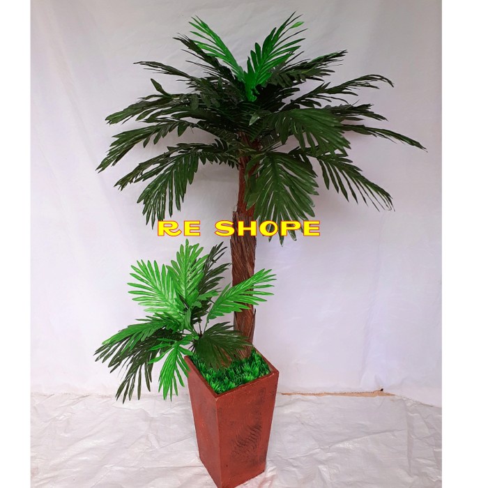 Ready stok pohon hias plastik palem sikas/bunga hias bunga plastik palem cabang 2