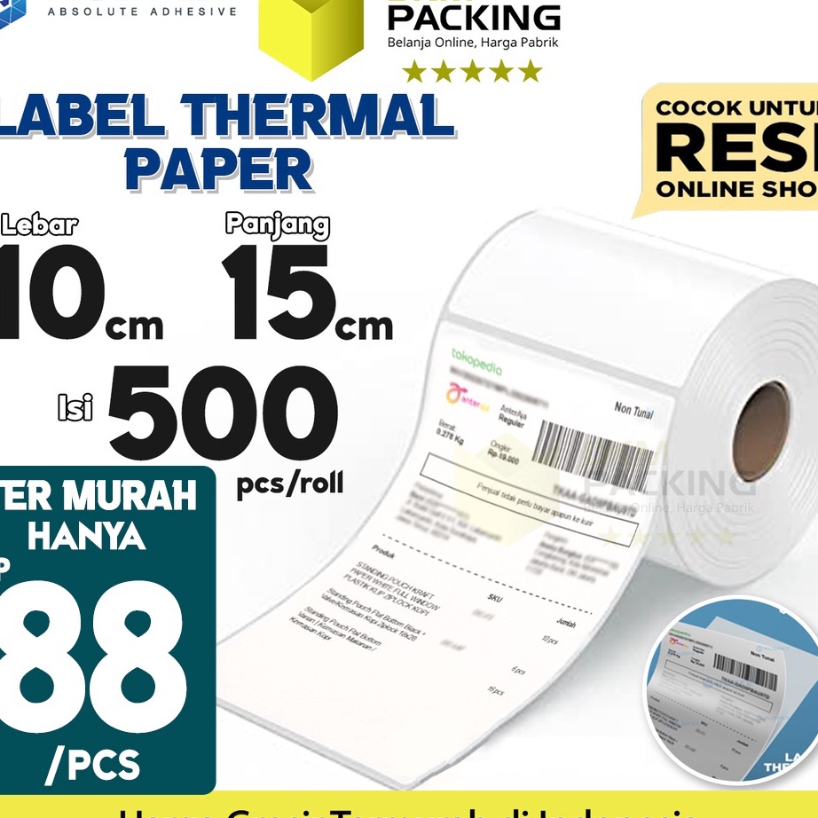 

➳Baru Label Stiker Thermal Paper A6 10x15mm 100x150 cm Sticker Barcode Resi RUSFET TERMURAH Q94 ✷