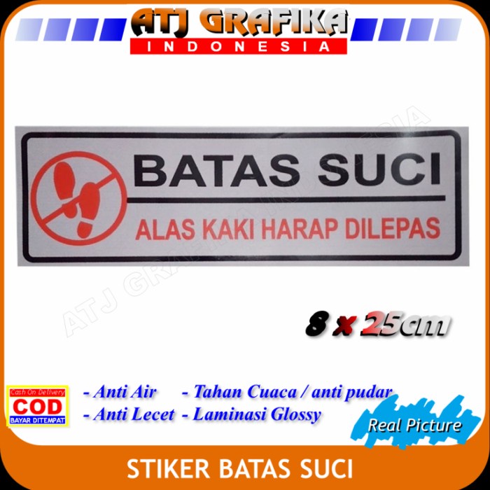 [Ready] Stiker Batas Suci Lepas Alas Kaki Sticker Kebersihan Lantai Masjid Dll [N9M8]