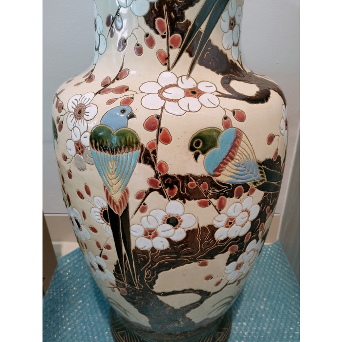 [Vas] Vase Guci Besar Keramik Antik Love Birds Burung Lovebird Burung Cinta [Simple]