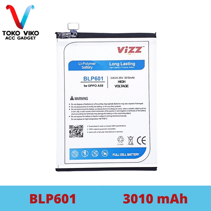 Vizz Battery OPPO BLP601/F1S/A59 Baterai Double Power Original