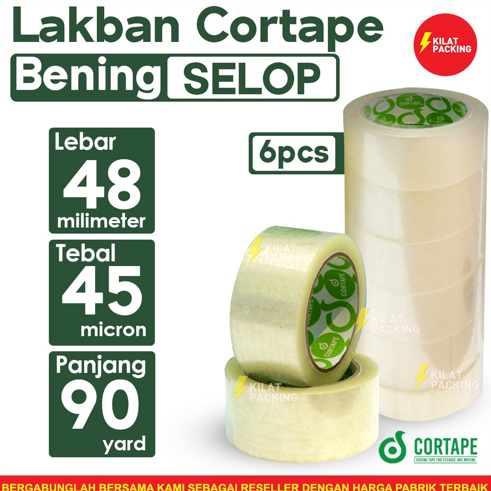 

[CODE BARANG 854DHA] Lakban Cortape Plakban Selotip Lakban Bening 48 mm x 90 yard Ekonomis Termurah Selop LDA