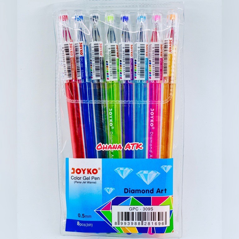 

➧#Sale➺ Pulpen Gel Joyko Diamond Art 8 Warna / 1 Set Pulpen Warna Joyko I97