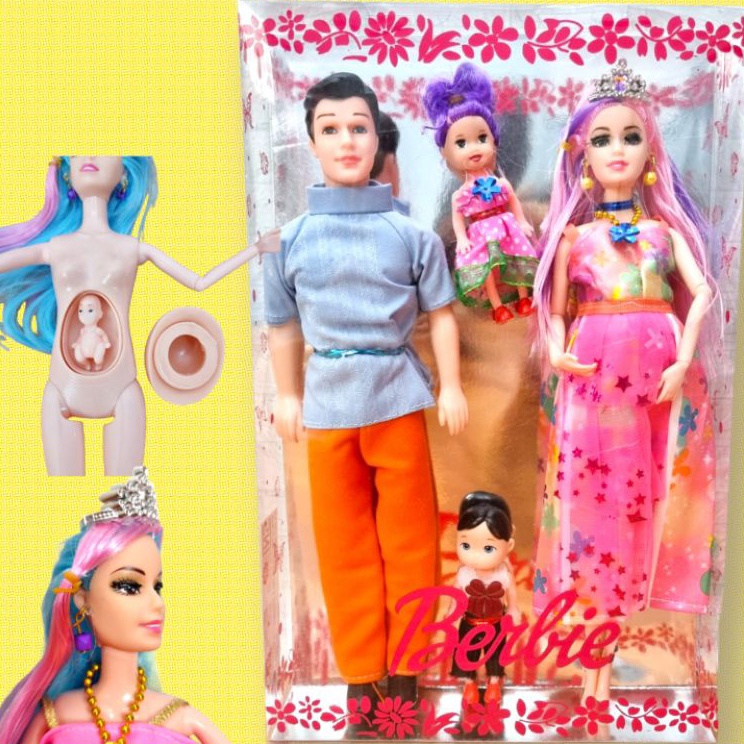 ➾Scy BONEKA HAMIL 30cm / Satu Paket Sepasang Berbi Hamil + 2 Anak + Bayi Dalam Kandungan + MIKA ✧ ★★