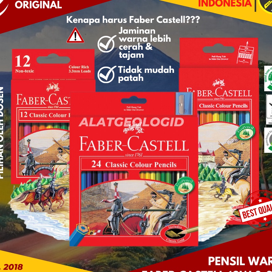 

[L8✓/L㊠] Pensil Warna Faber-Castell 12 24 Warna Classic Colour Pencils Original/ banyak dimiinati..!