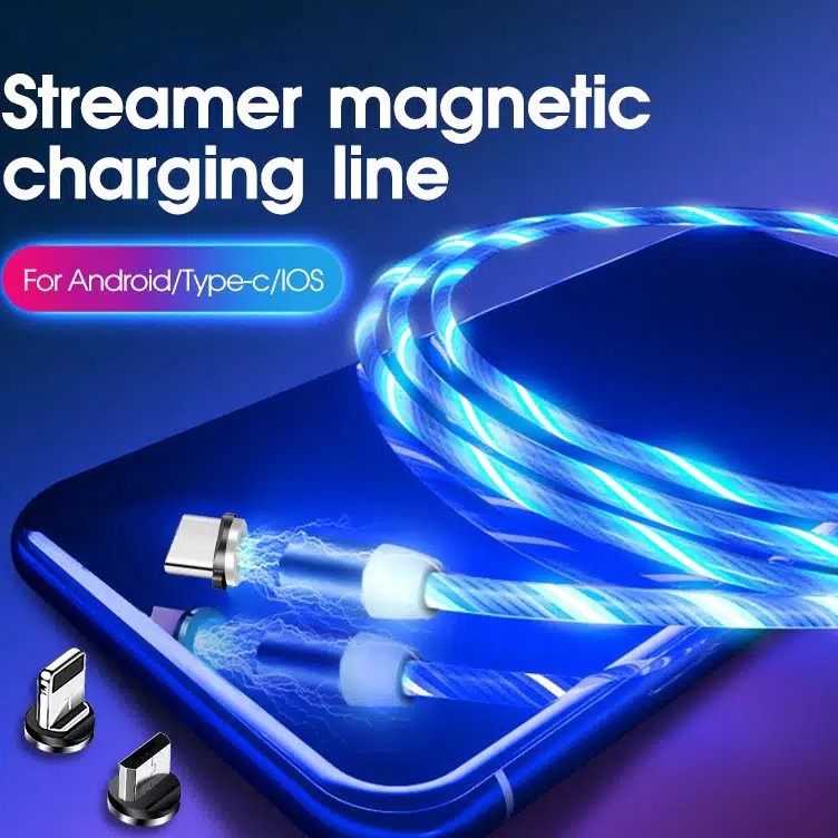 Mau Hemat?5l5Kz Kabel Data / Kabel Charger LED Magnetic 3in1
