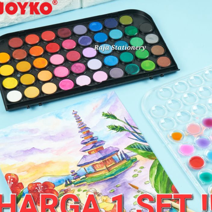 

[☛ Z❤3V] Joyko Watercolour Set Art 16 28 36 48 Colours / Alat Cat Air Joyko Melukis Mewarnai Block Kering Warna WC-3- amanaah.!