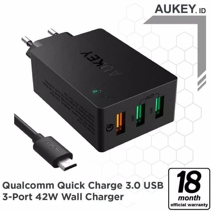 Charger Aukey QC 3.0 42W 2 Port / Charger Aukey Qualcomm Quick Charger
