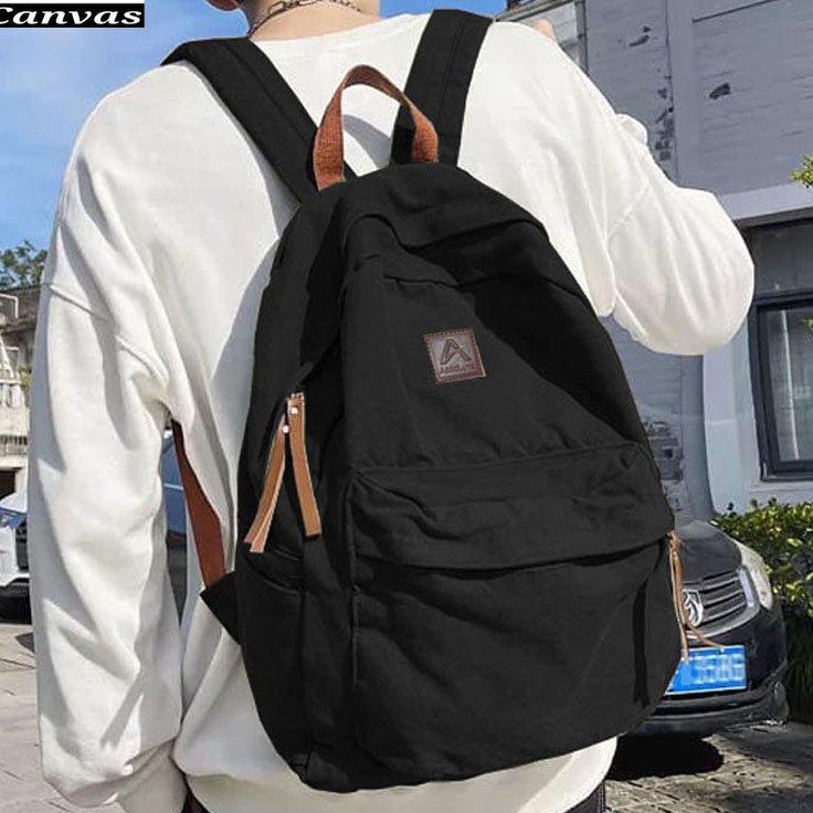 SediaEe3E8 Kanvas Pria Wanita (HITAM) Tas Ransel Kanvas Pria Wanita (ARMY) Tas Pria Wanita Kanvas (N