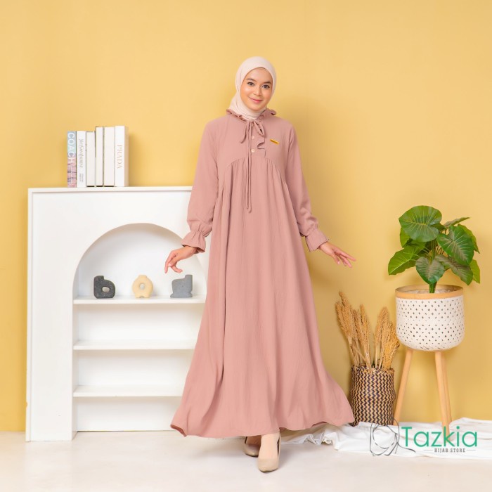 JJ968 Dress Muslim Wanita Nadia Gamis s Crinkle Airflow Tazkia Hijab FREE ONGKIR