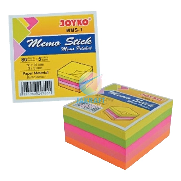 

Harga Kompetitif (400 Lembar) Kertas Memo Stick Tempel 5 Warna JOYKO MMS-1 Mix Color Sticky Note (7.6 x 7.6 Cm)