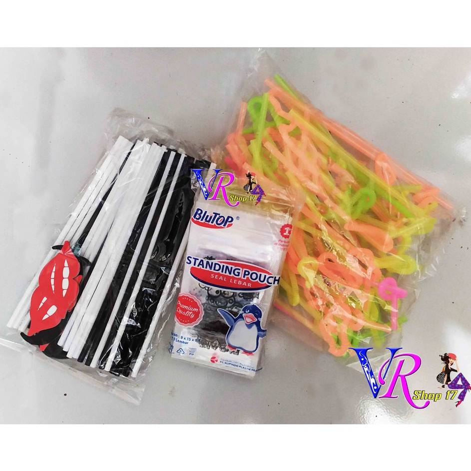 fL Paket Standing Pouch 9x15 cm Sablon Karakter / Plastik Pudot Puding Sedot / Pouch Minuman ✴ Stock