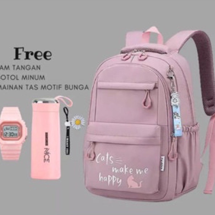 ✨Mall✨ tas sekolah anak laki laki anak perempuan sd smp multifungsi ( cats make me happy ) buruan