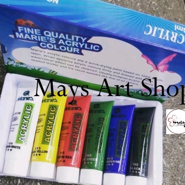 

[O7ご/M☆) Cat Akrilik Set Lukis Maries Isi 6 Warna Dasar x 30 ml / Marie's Acrylic Paint Color 6x30 ml No 81306B Colour 6x30ml Anak / Profesional/ murah.!