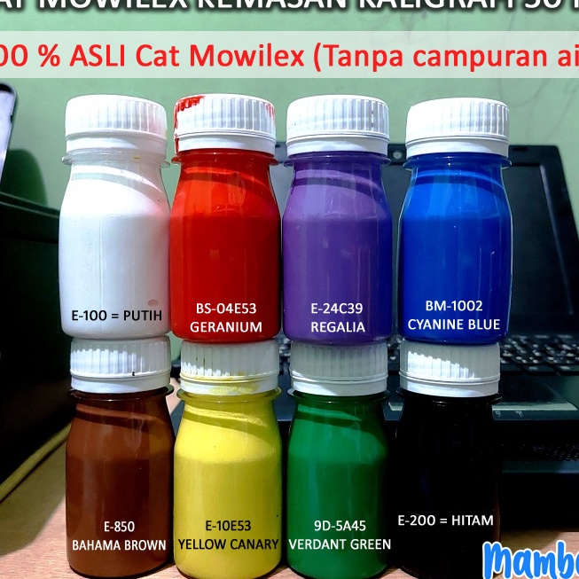 

(I-Q➤❣9) Cat Akrilik 100% Mowilex untuk Lukis Kaligrafi Dekorasi Hiasan Mushaf Ukuran Botol 50 ml- banyak diiminati.