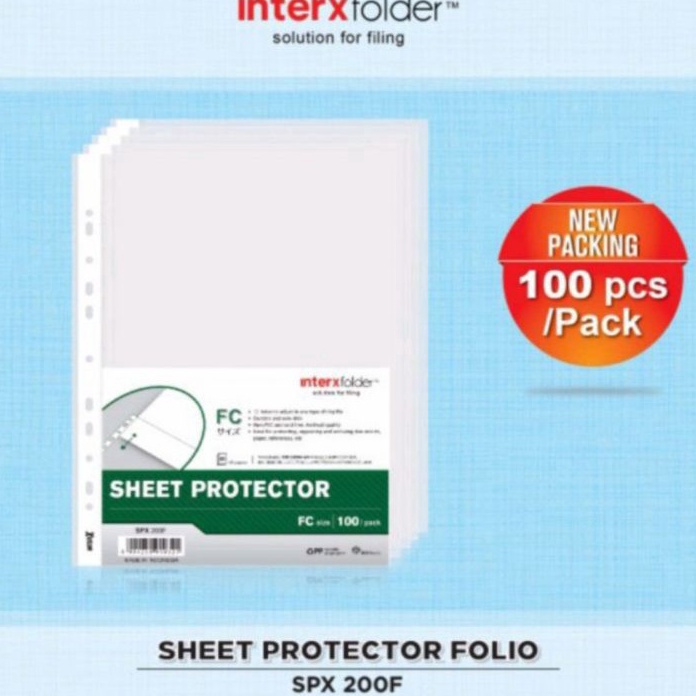 

[✉ZL/Y㊚) Sheet Protektor Folio Inter X isi 100 lembar / Plastik FC PP pocket /amanah.!!