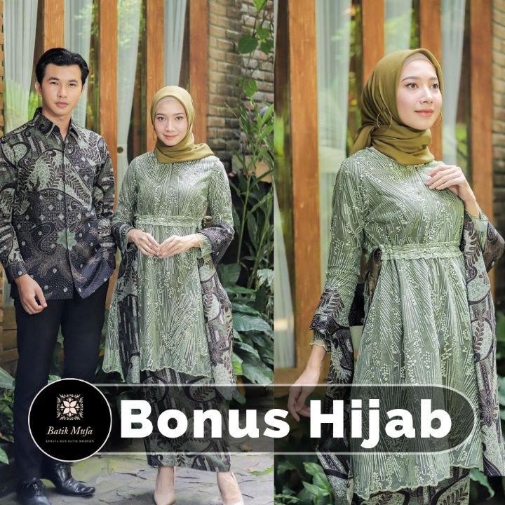 [UW❤/Y➤> (ADA JUMBO) Kebaya batik Couple MECA Tunik Army Hijau sage| Kebaya wisuda kebaya hijau Sage