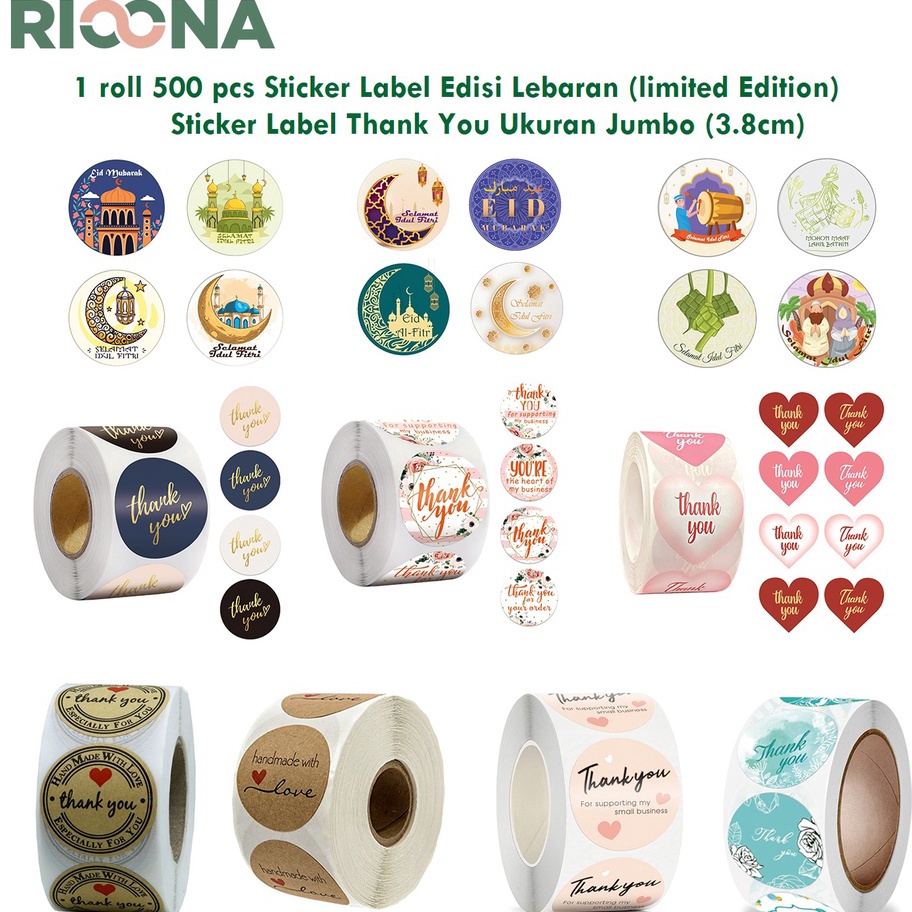 

(➸ G➤QN] 500 pcs Stiker Label Jumbo Ukuran Besar 3.8cm/ amanahh.