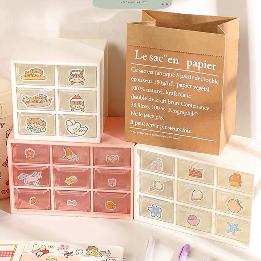 12.12 Brand [MILOLI] 9 Drawers 6 Drawers Storage Box Mini Drawer Desktop INS Aesthetic Desk  - F0035