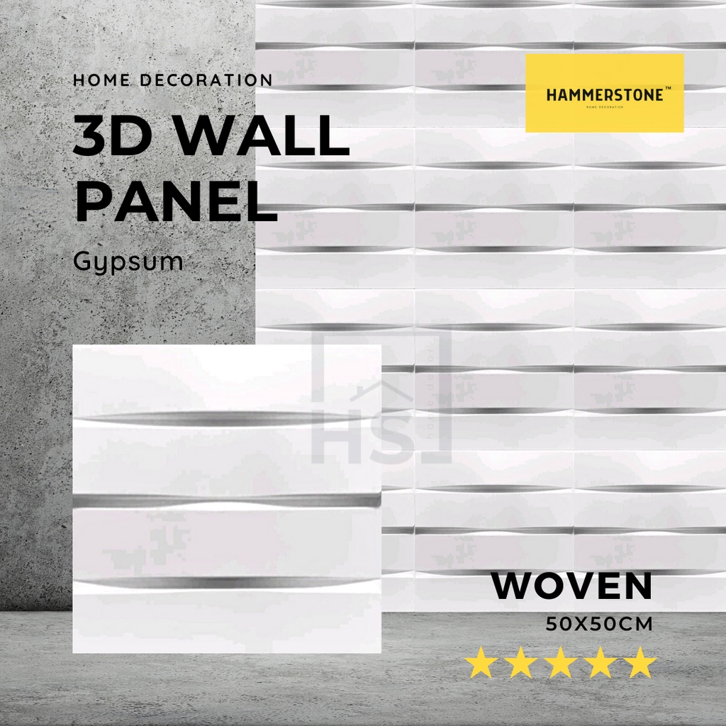3D Wallpanel Gypsum Semen Woven 50x50cm/Wall Decoration/Dekorasi Dinding/Interior/Eksterior/Ornamen Dinding/Ornamen Beton/Ornamen Gypsum/Wall Panel 3D Dinding/Hammerstone