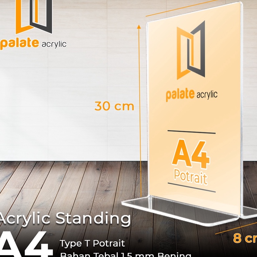 

(H-S☑✯L) AKRILIK DISPLAY A4 T PORTRAIT / TEMPAT BROSUR / TENT CARD ACRYLIC 1.5MM- berrkualitas.!!