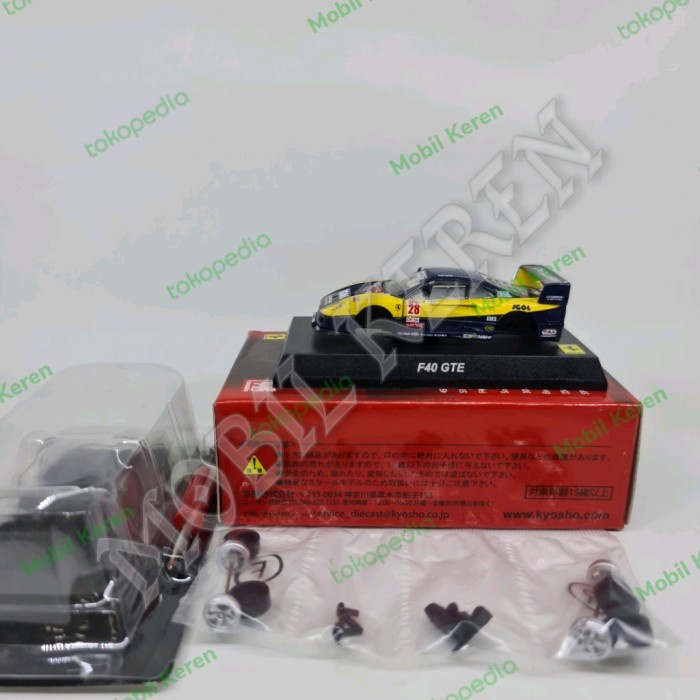 DISKON SPESIAL DIECAST KYOSHO FERRARI F40 GTE #28 YELLOW BLUE ARYTON SENNA BAN KARET TERLARIS