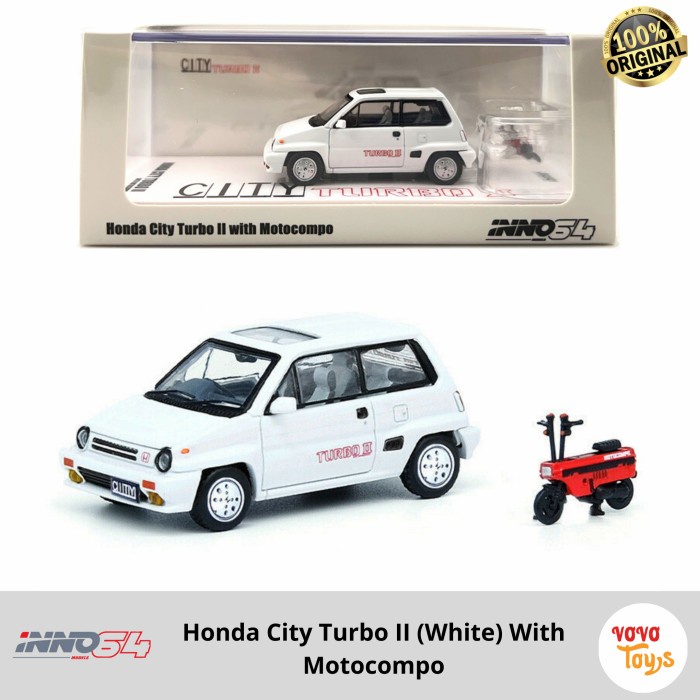 PROMO INNO 1/64 HONDA CITY TURBO II (WHITE) WITH MOTOCOMPO INNO64 TERMURAH