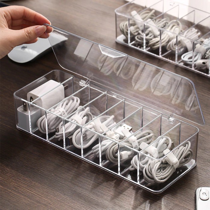 

Terlaris Kotak Kabel Organizer Cable Storage Box 8 Slot With Cover Kabel Sekat