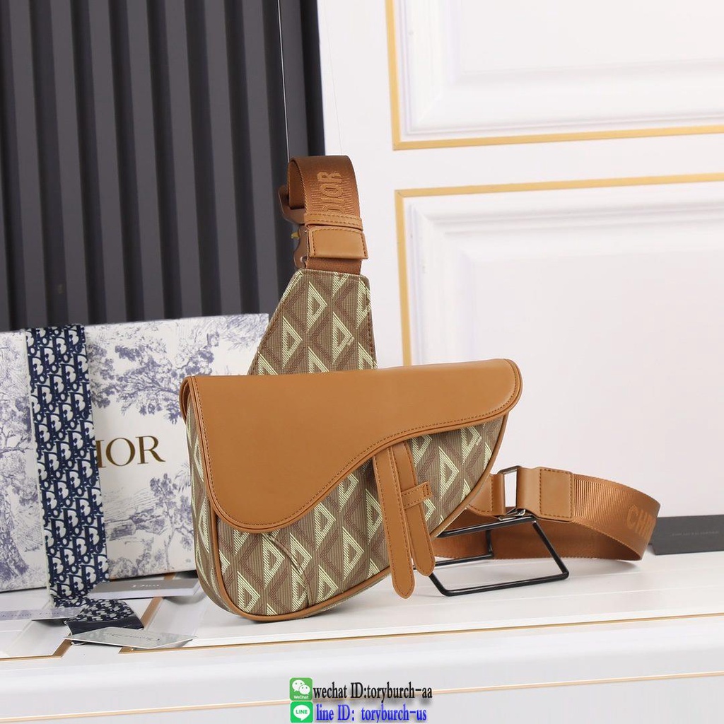 Dior men's canvas underarm flap baguette casual chest waist bag oblique shoulder saddle bag