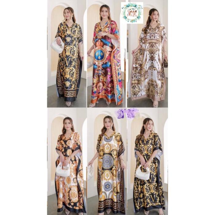 TERLARIS - DRESS KAFTAN IMPORT BANGKOK PREMIUM QUALITY BAHAN SILK SATIN