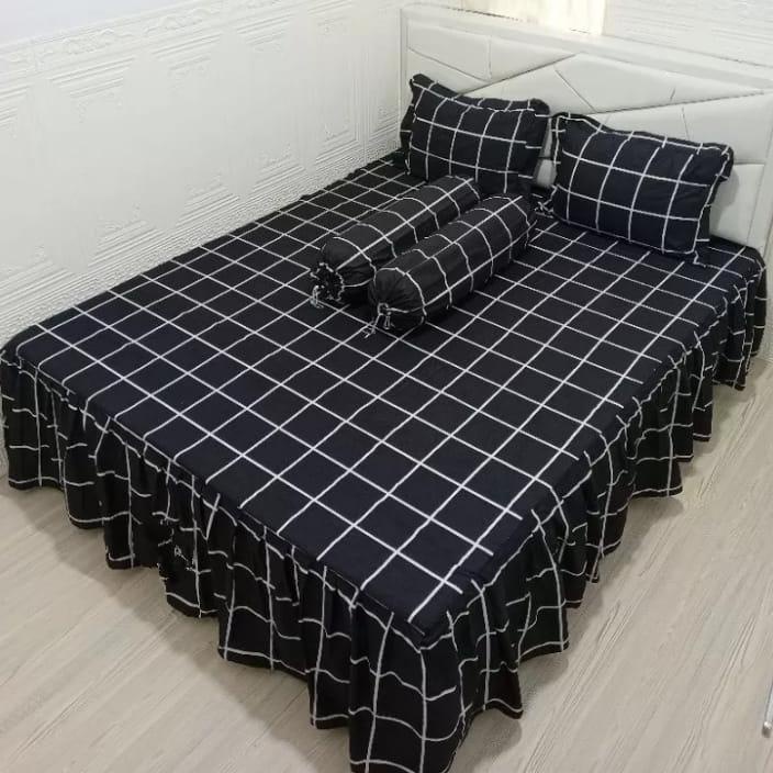Diskon Sprei Rumbai Motif Lv Biru Ukuran 180X200 160X200 120X200  Free 2 Sarung Bantal Dan 2 Sarung 