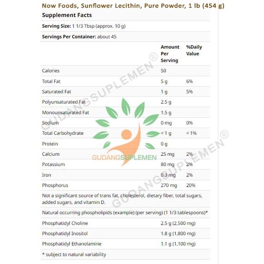 

sto01 NOW Sunflower Lecithin Pure Powder - Lesitin Bubuk - 454 gram