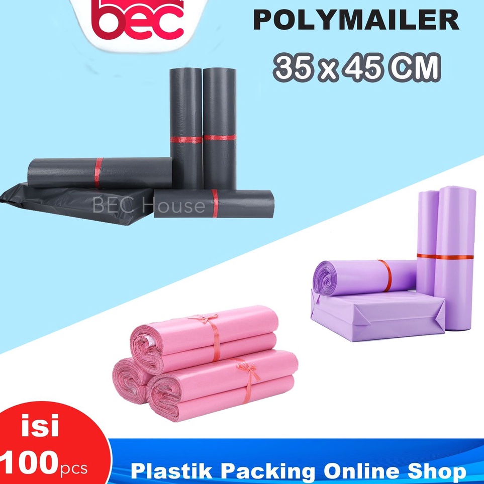 

➻8n Ready↑ [35x45] POLYMAILER 100LEMBAR PLASTIK PINK PLASTIC PACKING ONLINE SHOP KUALITAS PREMIUM POLY MAILER R59 ➺