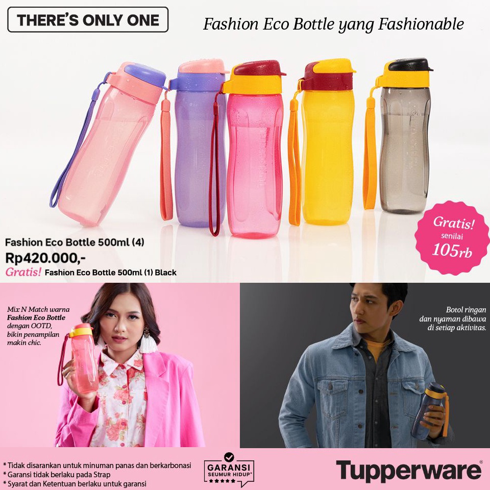 Fashion Eco 500 mL Flip Top Botol Minum Tupperware [KODE. G20T]