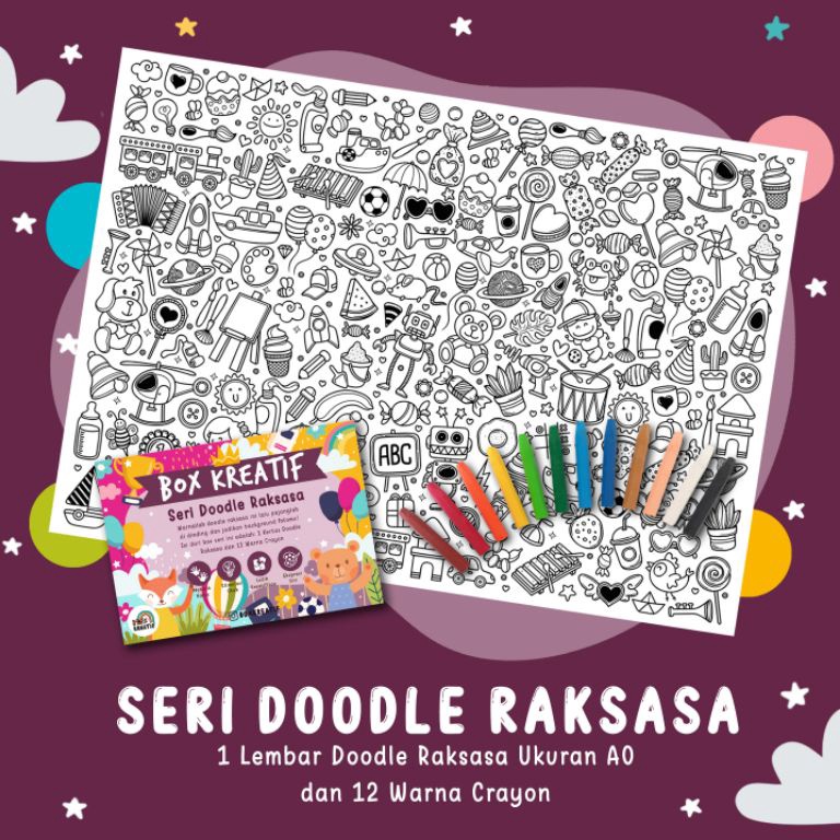 

ERG-80 SERI DOODLE RAKSASA | Mainan edukasi kreasi anak kertas mewarna jumbo besar giant coloring sheet crayon, diy hampers ulang tahun anak, souvenir birthday Top Discount