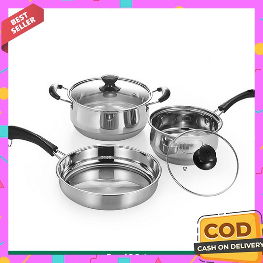 Panci Set Isi 5 Pcs Anti Lengket Promo 3 In 1 Stainless Tebal Murah Psnci Jawa Pani Enamel Serbaguna