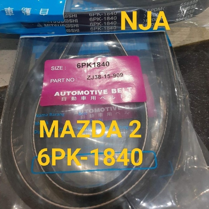Fan Van V Belt Tali Kipas 6Pk1840 Mazda 2 6Pk-1840 Kode Dt 052