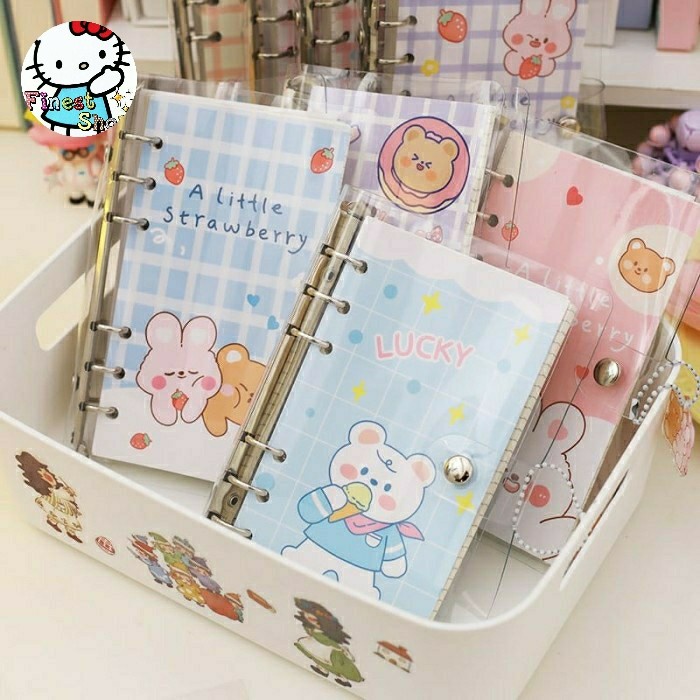 

Buku Binder Ring Besi Free Stiker Gantungan Cute Notebook Diary Kawaii